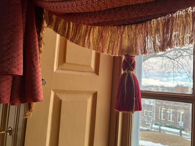 Close up of fringe and tassel, Schuyler Mansion Yellow Parlor in Albany NY 
