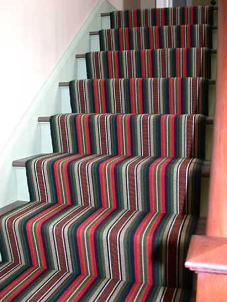 This all wool Venetian varpet is woven in 'The Hartford Figure," a pattern from an early Connecticut weaver's draft book. Venetian carpets work very well on stairs, and they were often installed on staircases in period homes.
