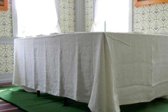 Tablecloth, napkins, Venetian carpet, valances and under
curtains at the Emma Hae House.