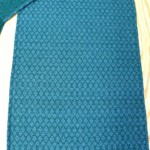 Runner in green and blue figured worsted hearts and diamonds