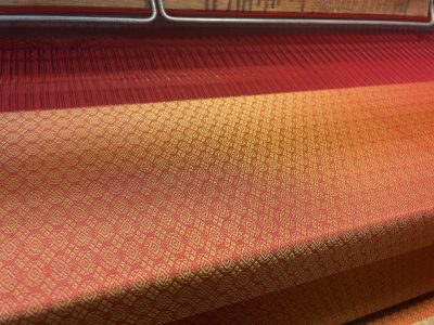 Figured worsted and silk on loom