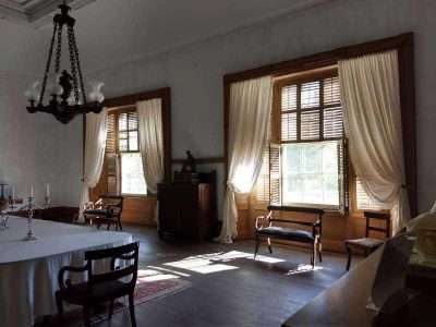 Undercurtains (shears) newly installed at Hyde Hall in Cooperstown, NY.